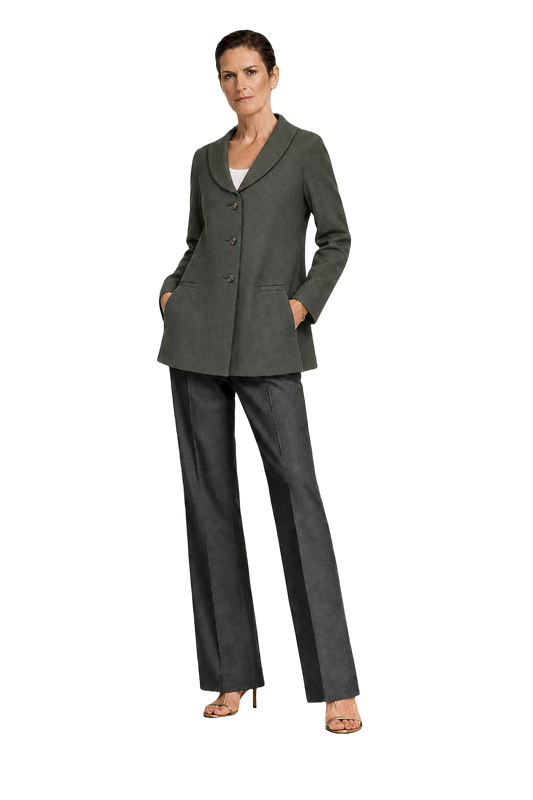 1990s Dark Green Wool Blend Coat - Model