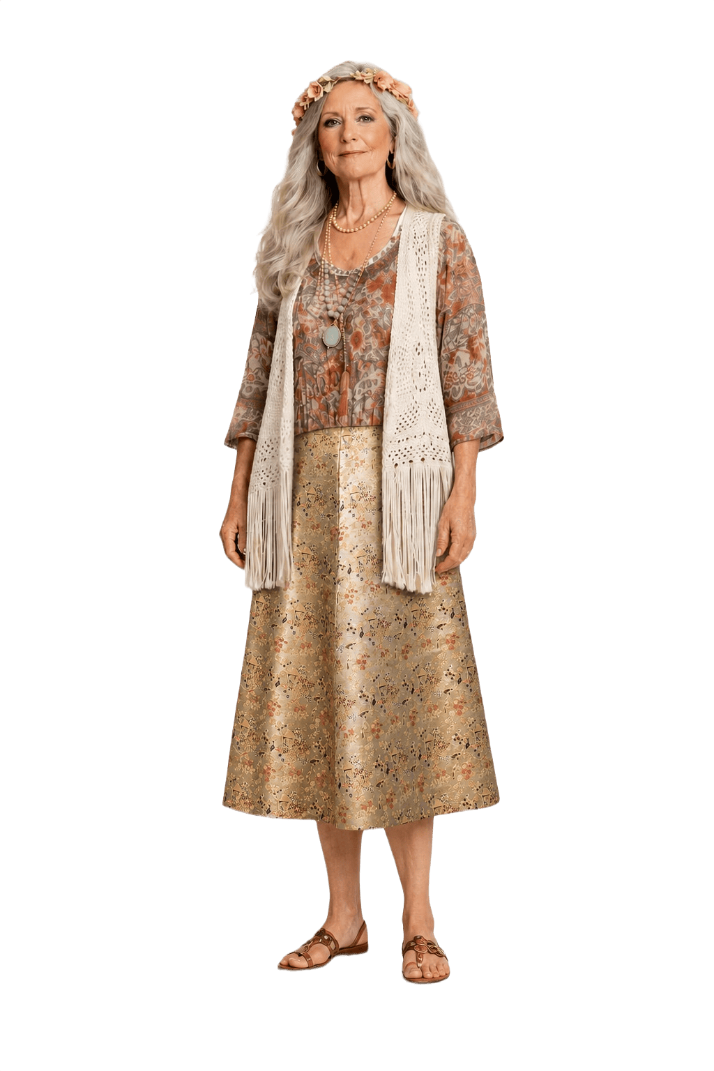 1970s Gold Satin A-line Skirt - Model