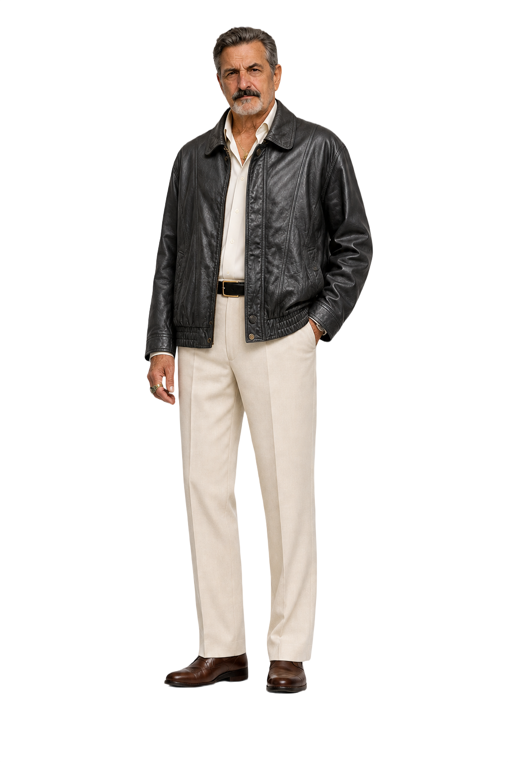 1980s Black Leather Jacket - Model
