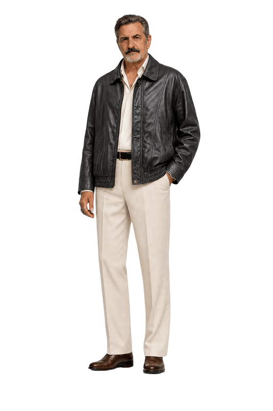 1980s Black Leather Jacket - Model
