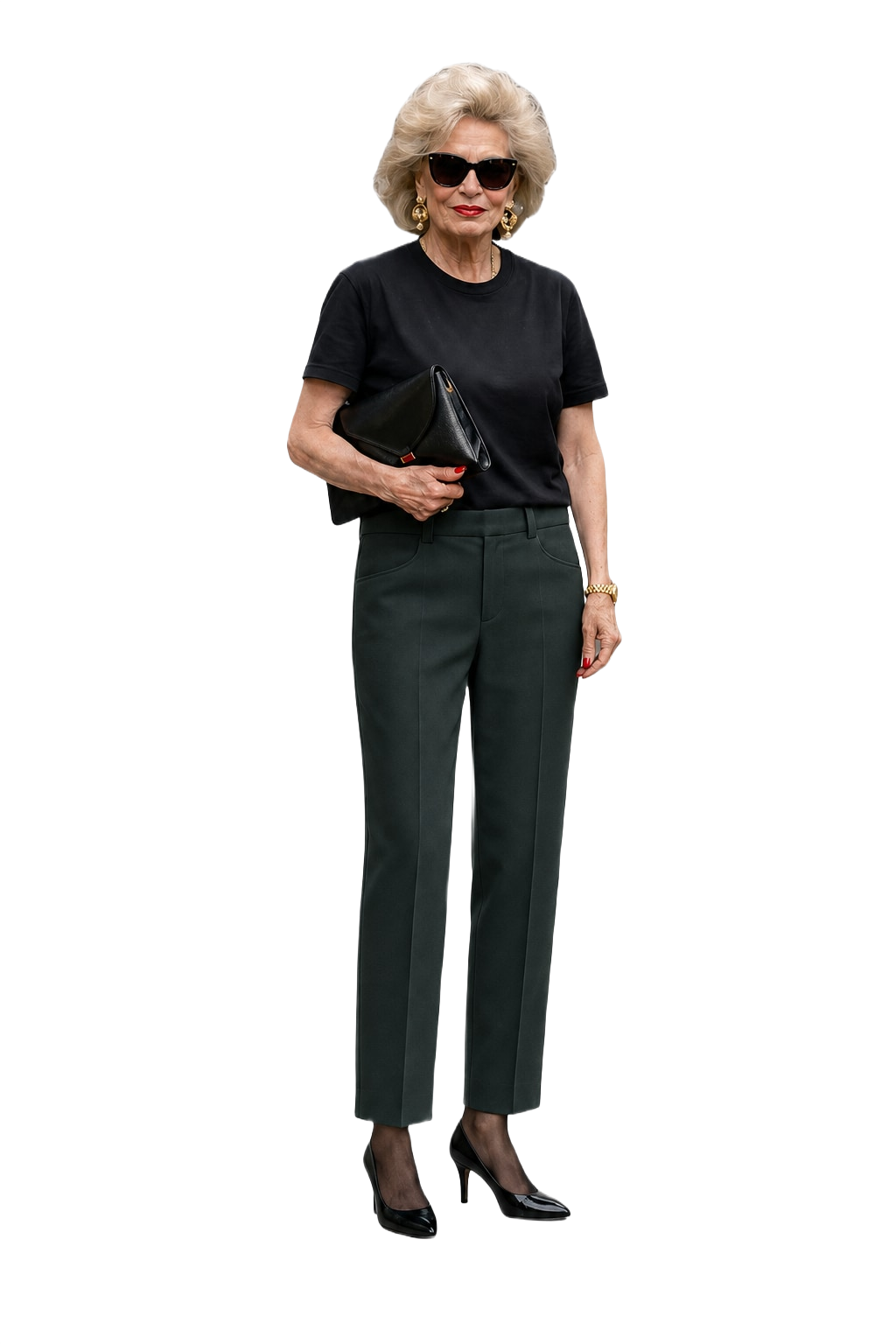 1950s Dark Green Cotton Pants - Model