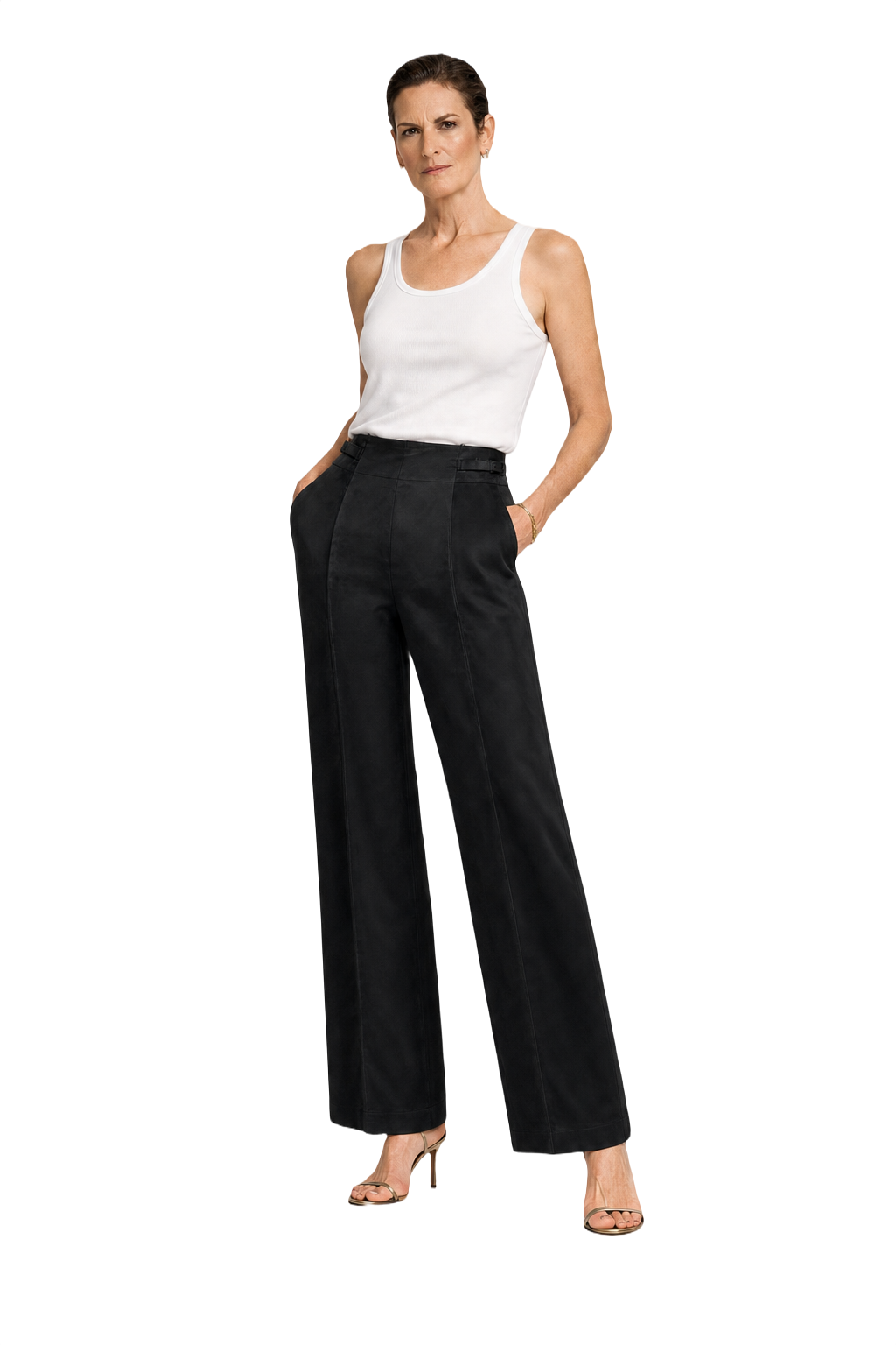 1990s Black Wool Blend Trousers - Model