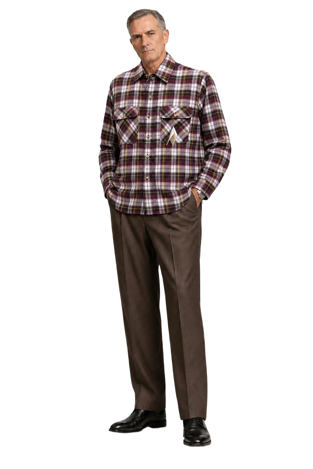 1990s Purple Cotton Blend Flannel Shirt - Model