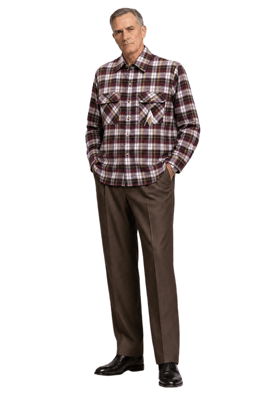 1990s Purple Cotton Blend Flannel Shirt - Model