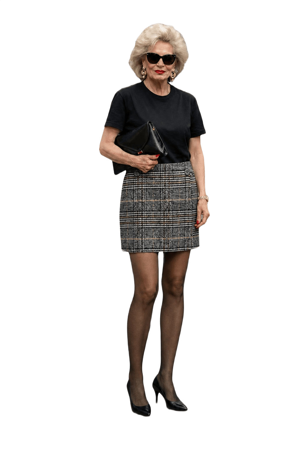 1980s Black Wool Skirt - Model