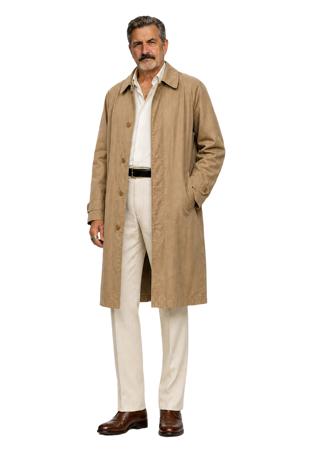 1980s Tan Cotton Coat - Model