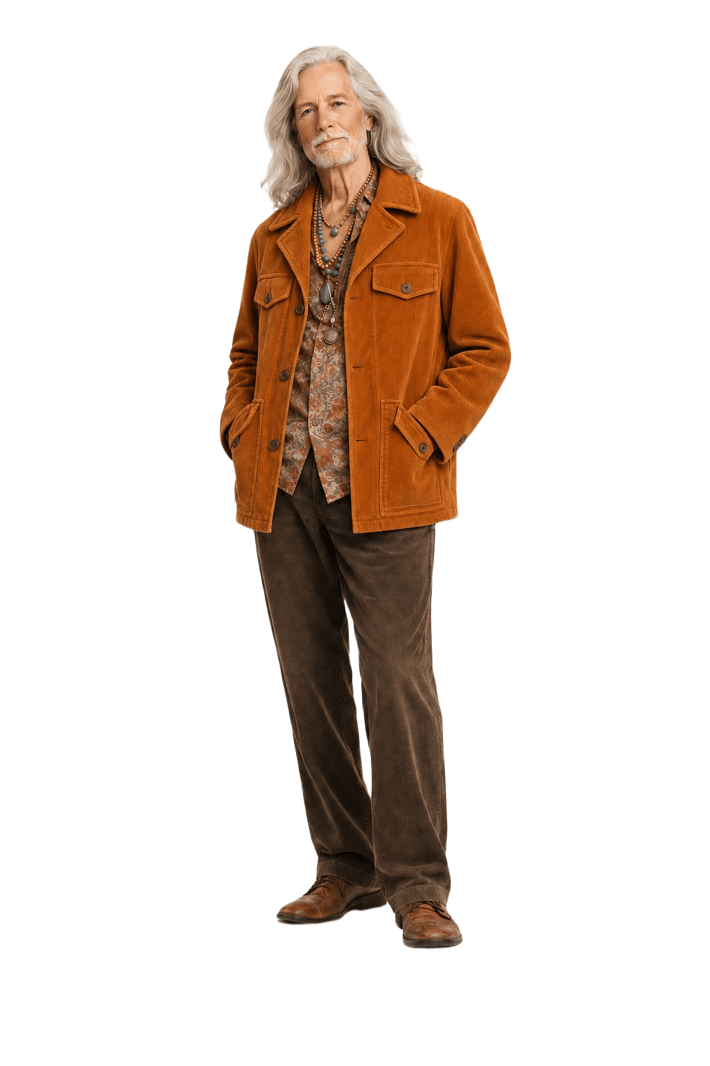 1970s Rust Orange Corduroy Jacket - Model