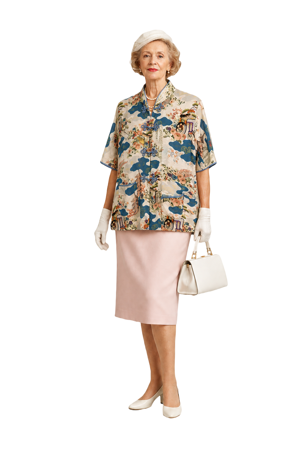 1950s Cream White Cotton Blouse - Model