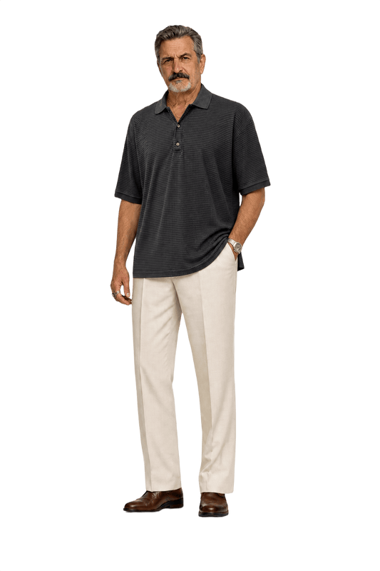 1980s Dark Grey Cotton Polo - Model