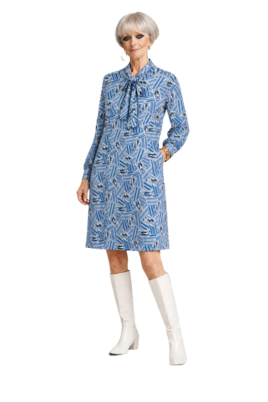 1960s Blue Polyester Dress - Model