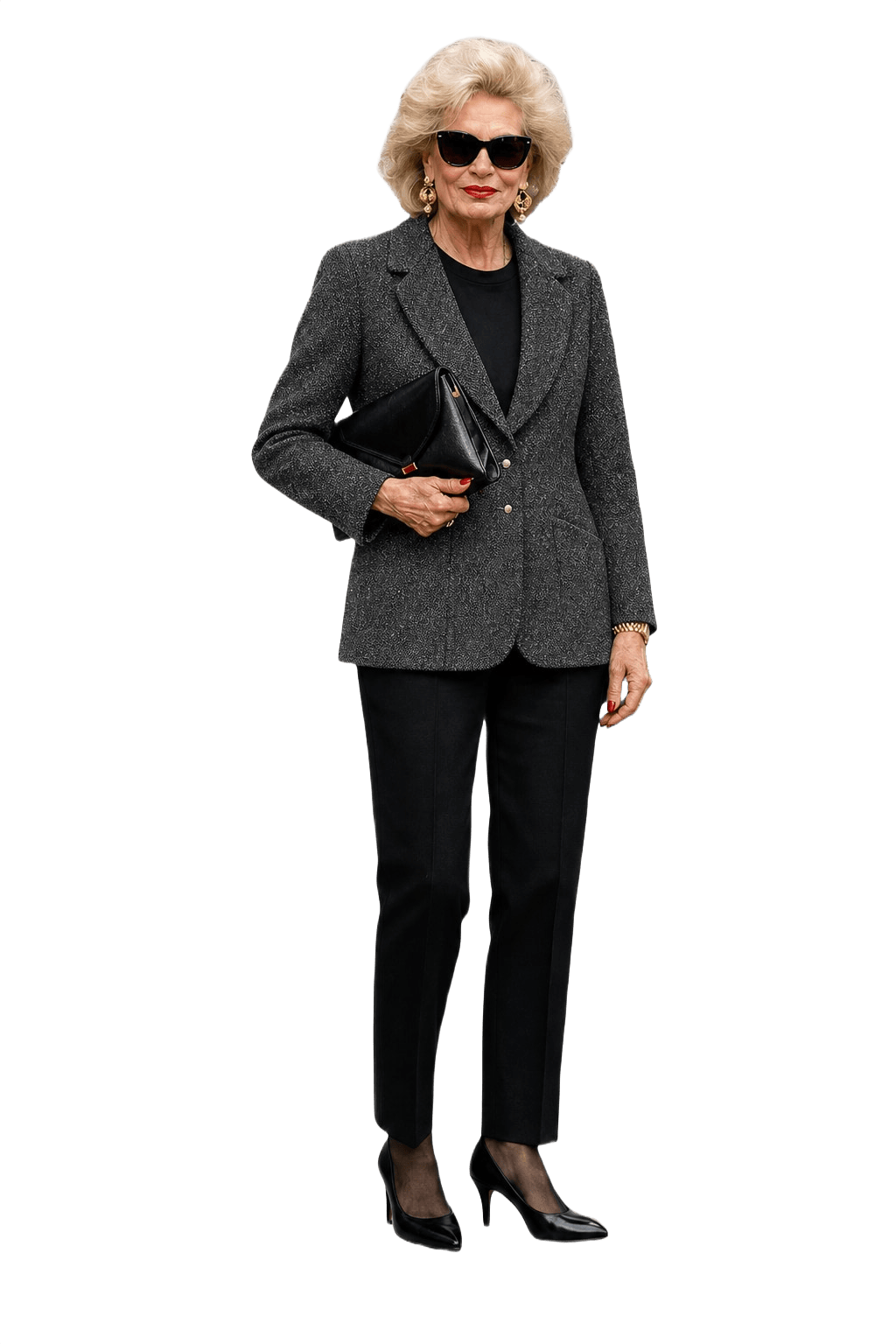 1980s Charcoal Grey Wool Blend Blazer - Model