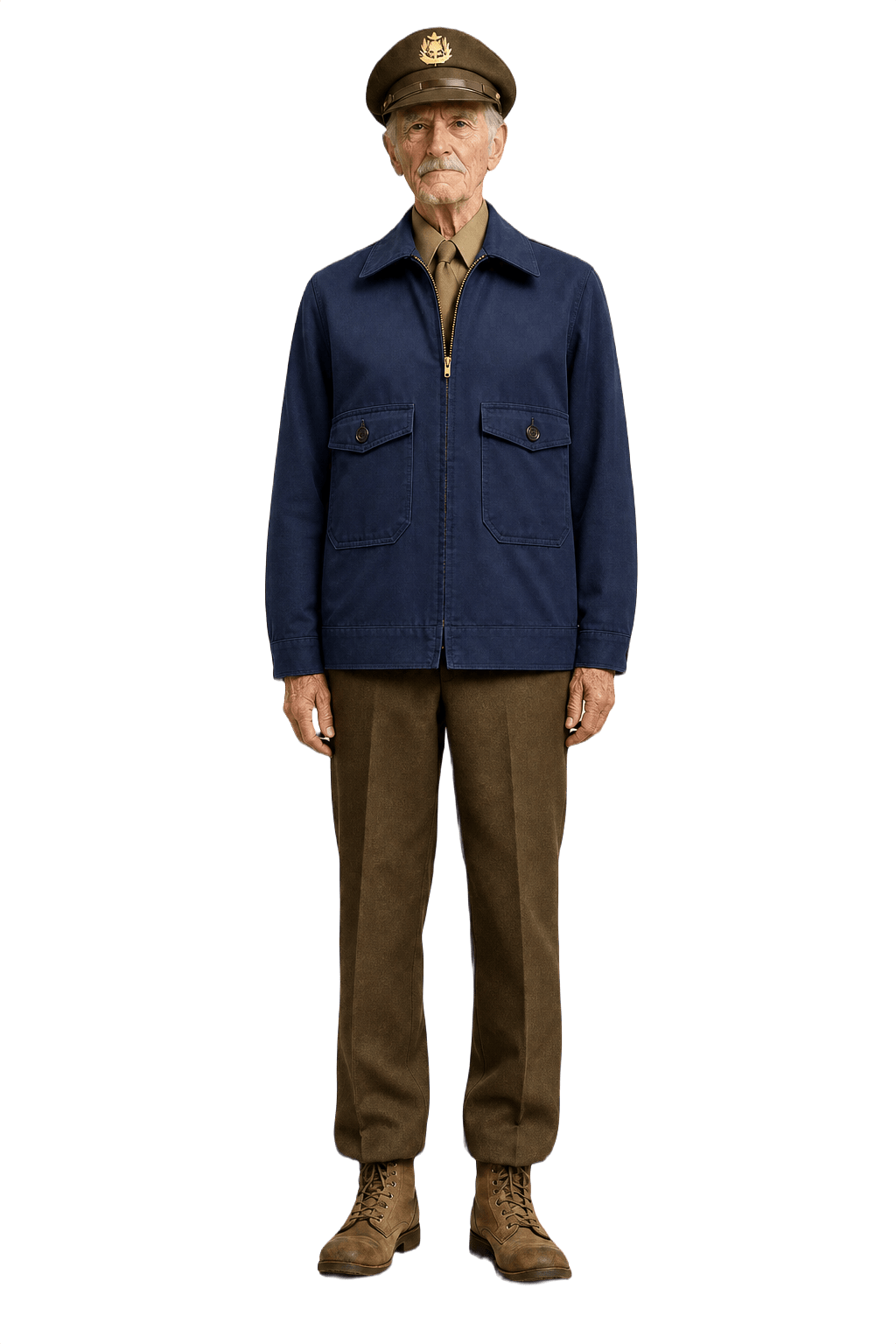 1940s Navy Blue Cotton Jacket - Model