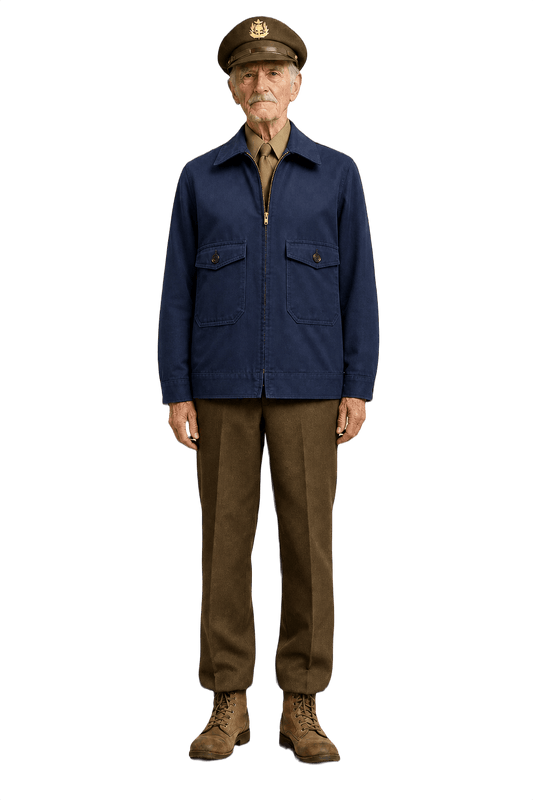 1940s Navy Blue Cotton Jacket - Model