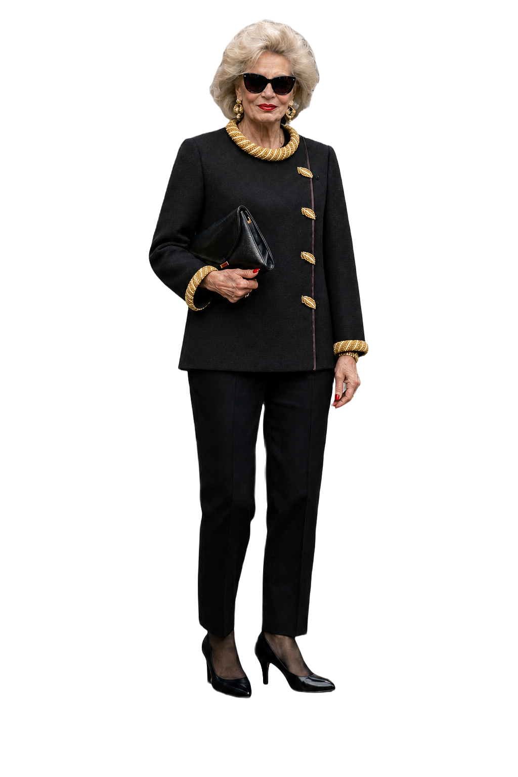 1980s Black Wool Jacket - Model