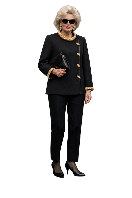 1980s Black Wool Jacket - Model