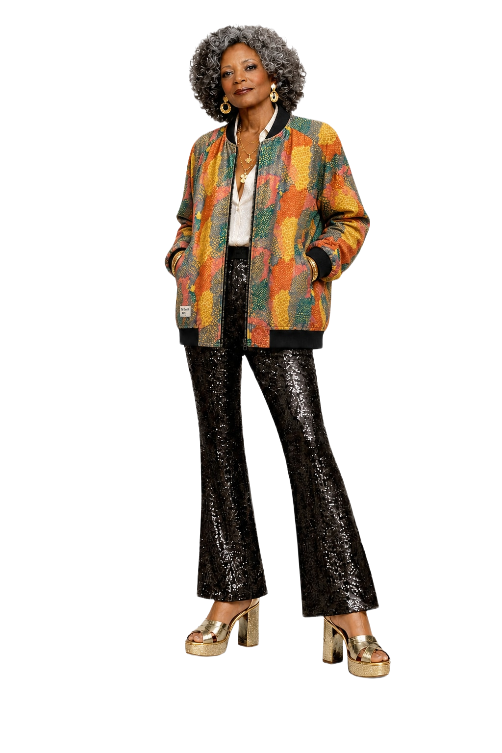 1980s Multicolor Synthetic Blend Jacket - Model