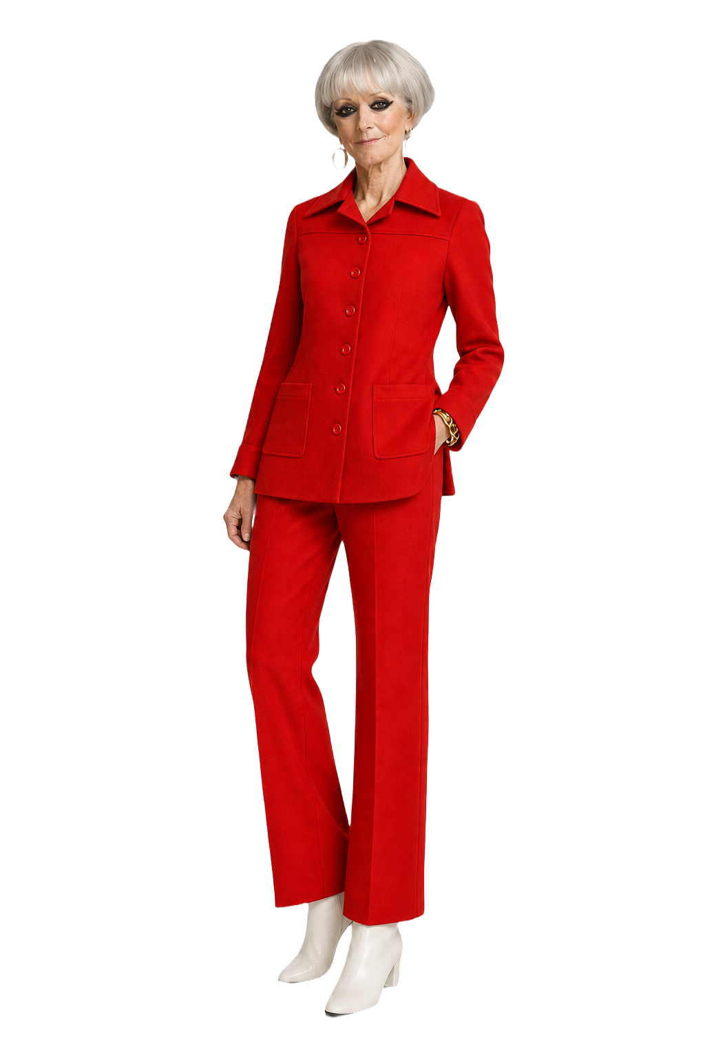 1960s Red Wool Blend Jacket and Pants Set - Model