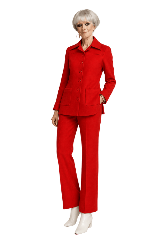 1960s Red Wool Blend Jacket and Pants Set - Model