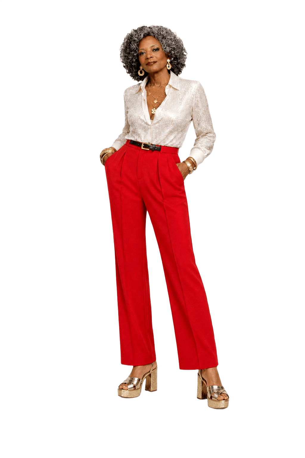 1980s Red Satin Pants - Model