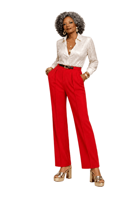1980s Red Satin Pants - Model