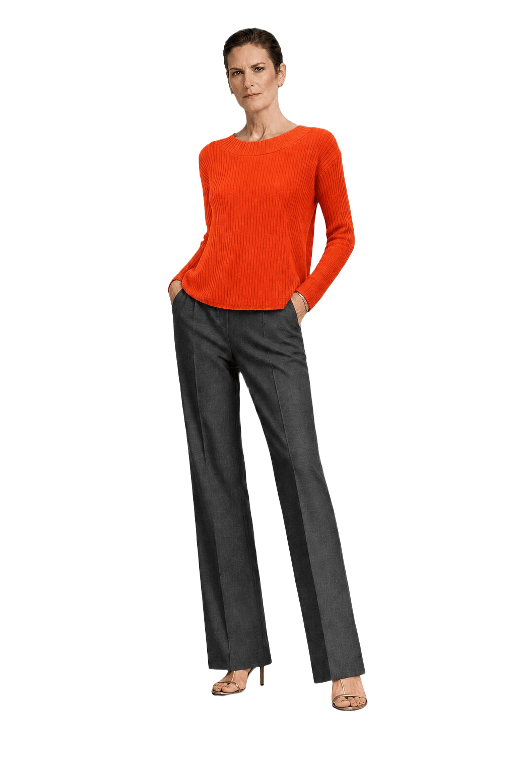 1990s Orange Cotton Blend Sweater - Model