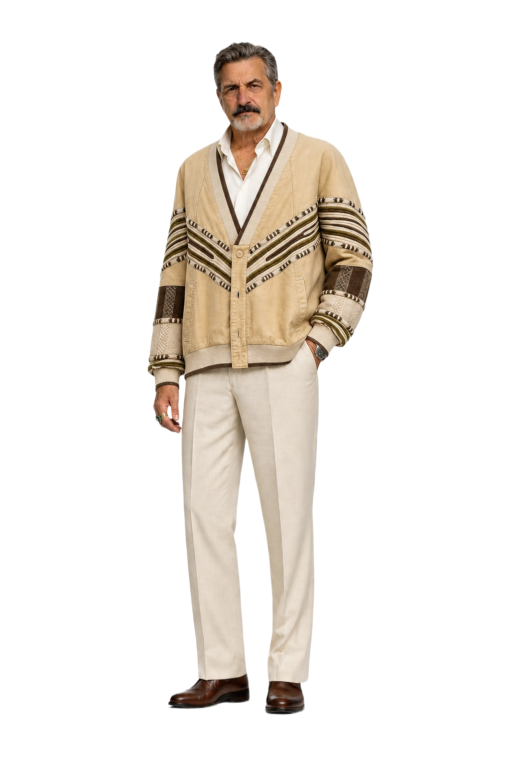 1980s Beige Cotton Blend Jacket - Model