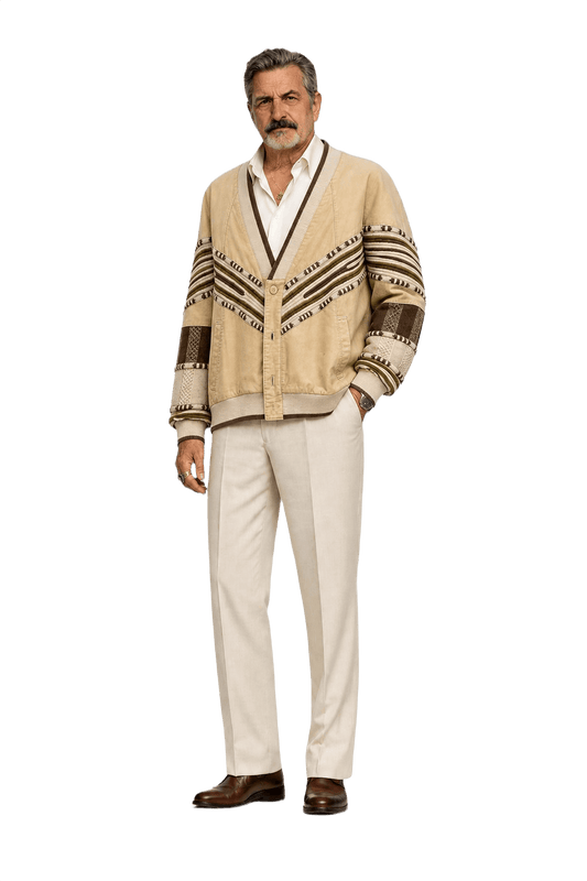 1980s Beige Cotton Blend Jacket - Model