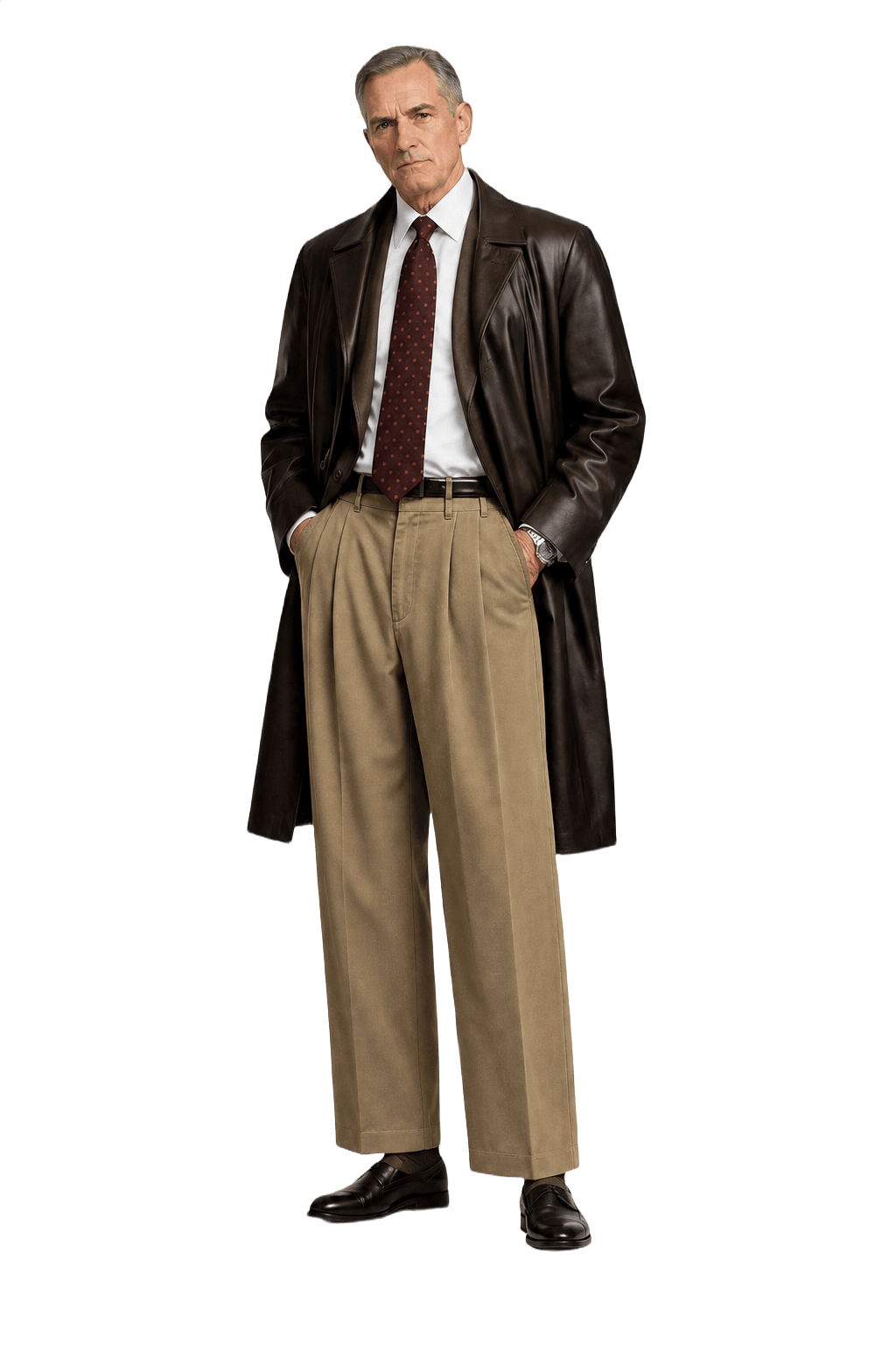 1990s Khaki Smooth Trousers - Model