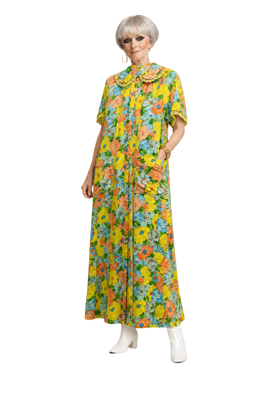 1960s Yellow Smooth Dress - Model