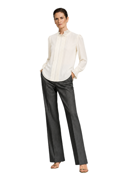 1990s Cream Polyester Blouse - Model