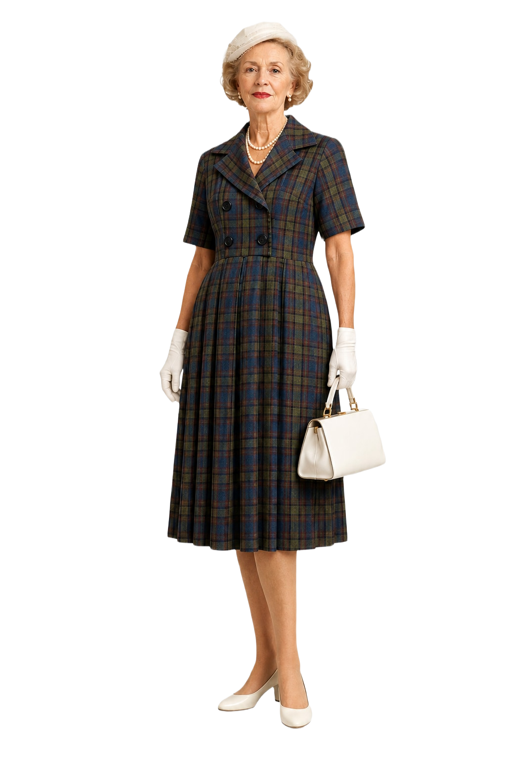 1960s Olive Green Cotton Dress - Model