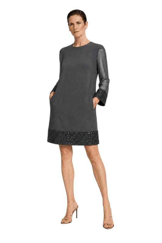 1990s Black Polyester Blend Shift Dress - Model