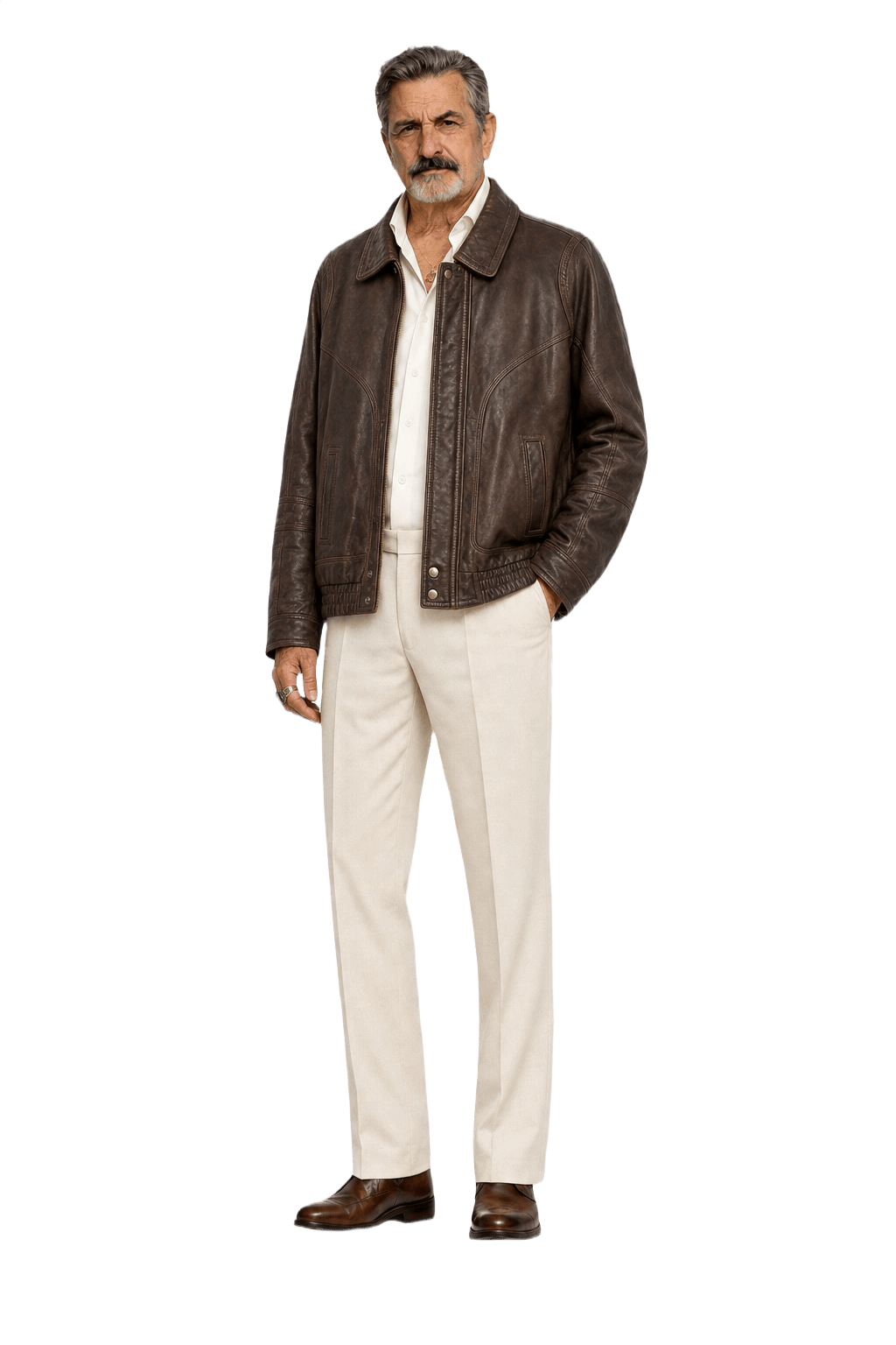 1980s Brown Leather Jacket - Model