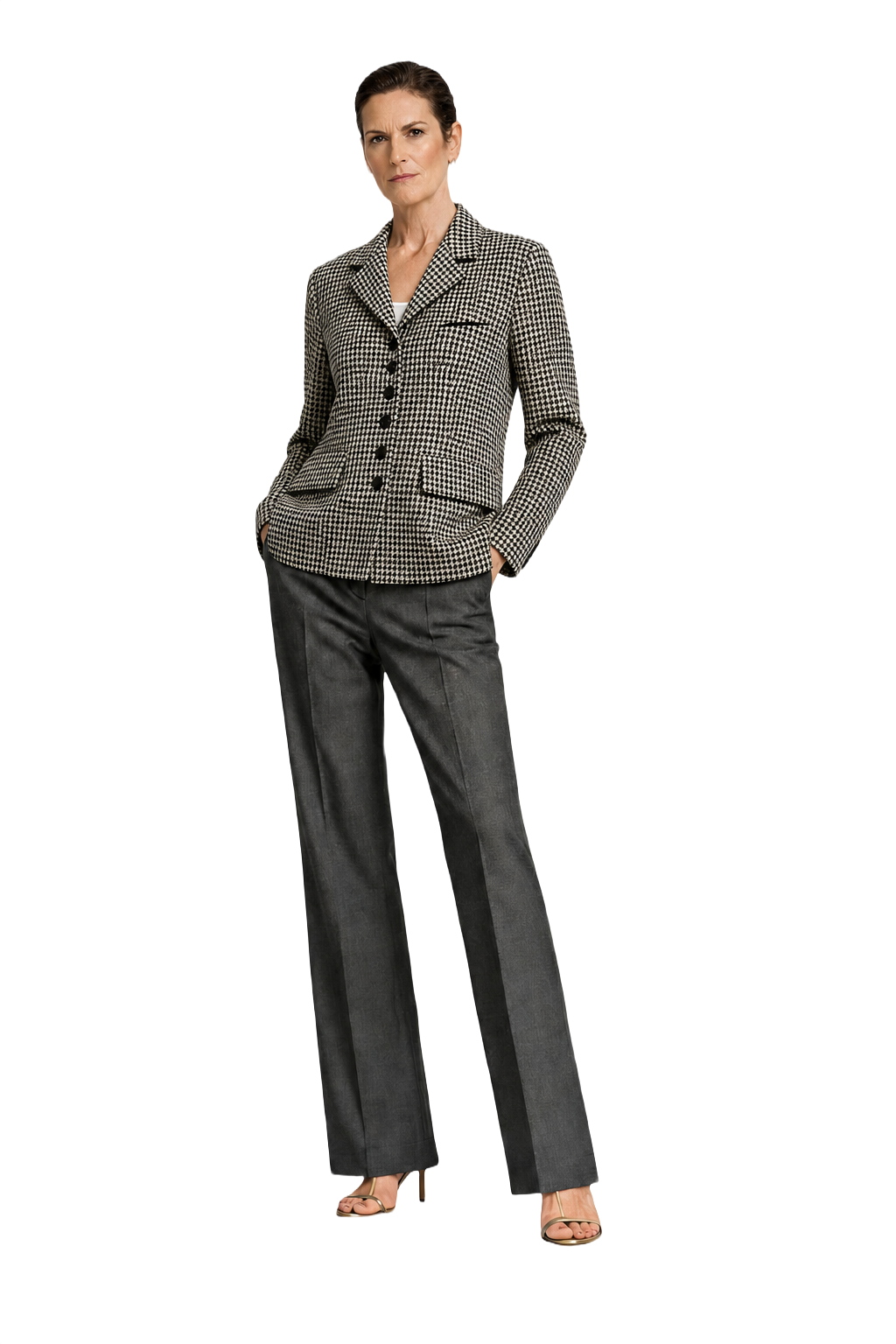 1990s Black and White Wool Blazer - Model