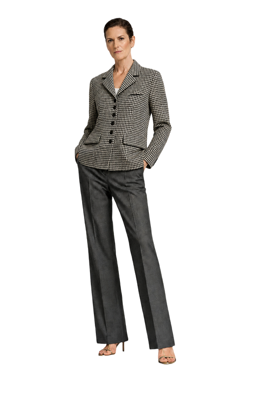 1990s Black and White Wool Blazer - Model