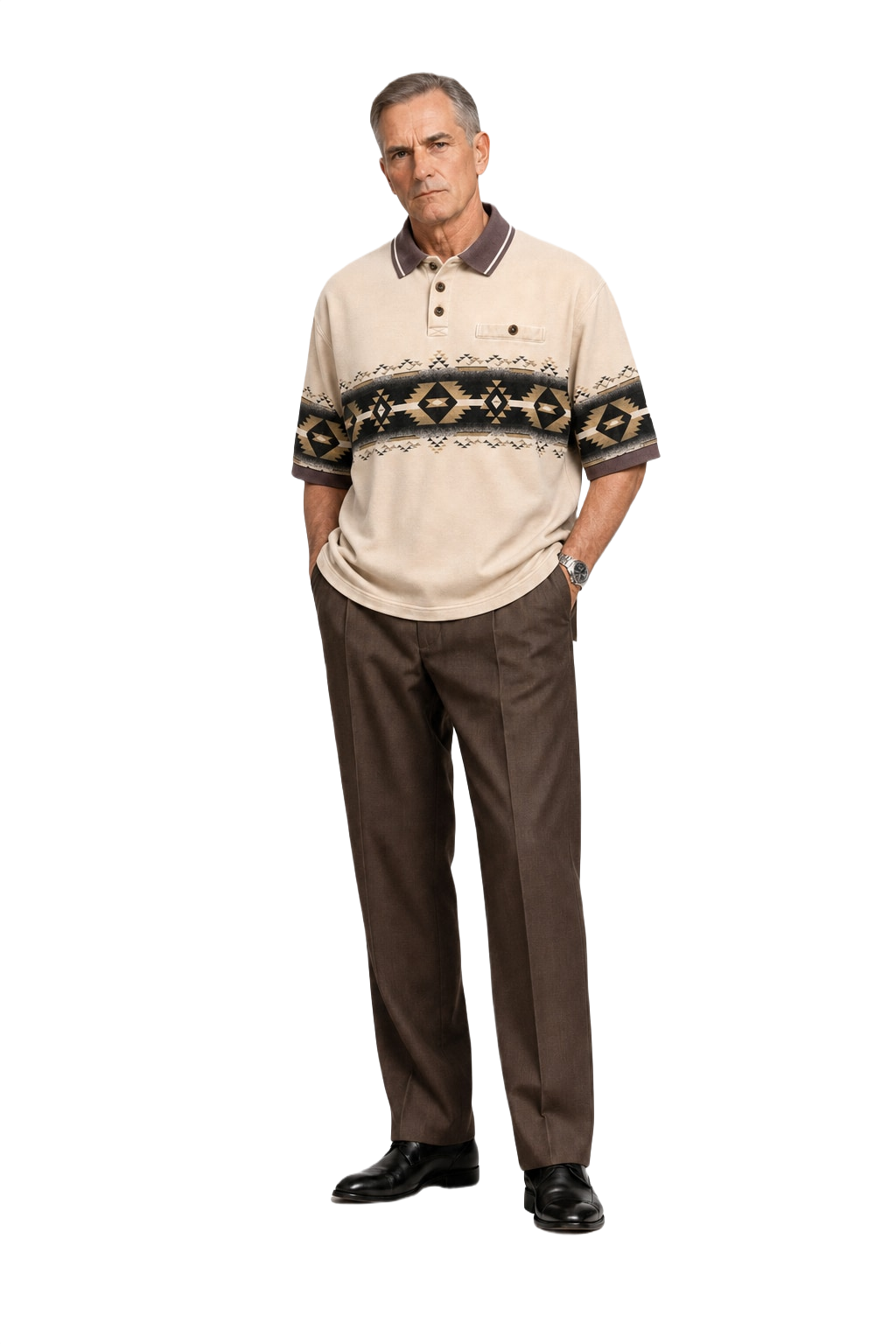 1990s Beige Cotton Blend Polo - Model