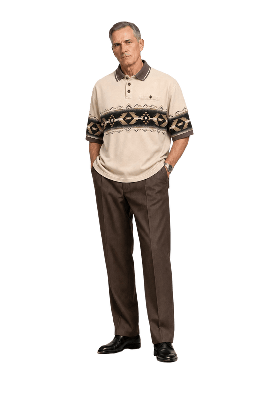 1990s Beige Cotton Blend Polo - Model