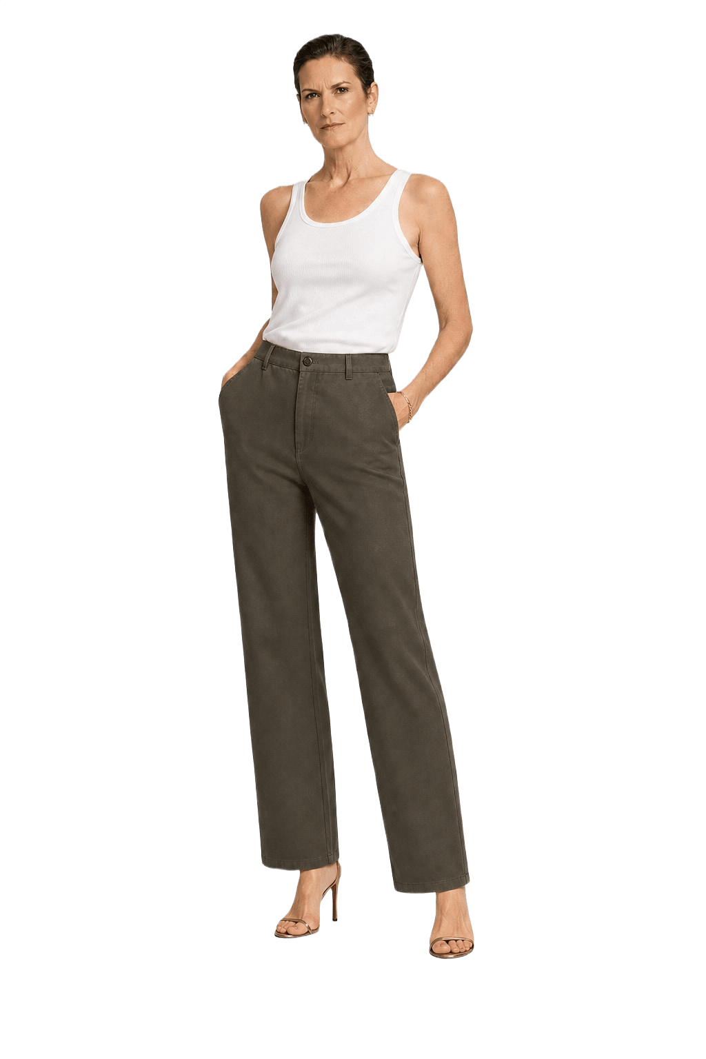 1990s Olive Green Cotton Trousers - Model