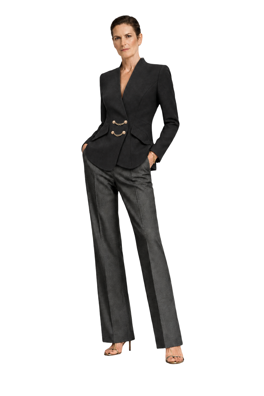 1970s Black Wool Blend Blazer - Model
