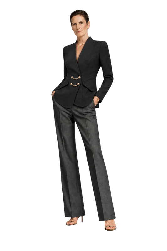 1970s Black Wool Blend Blazer - Model