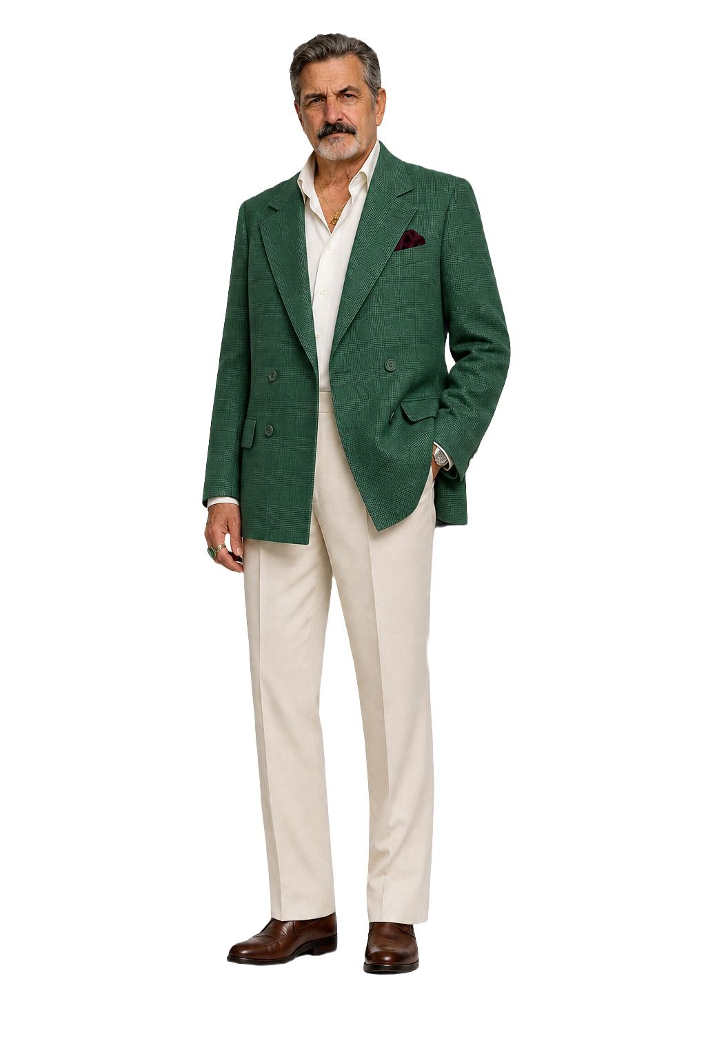 1970s Green Wool Blend Blazer - Model