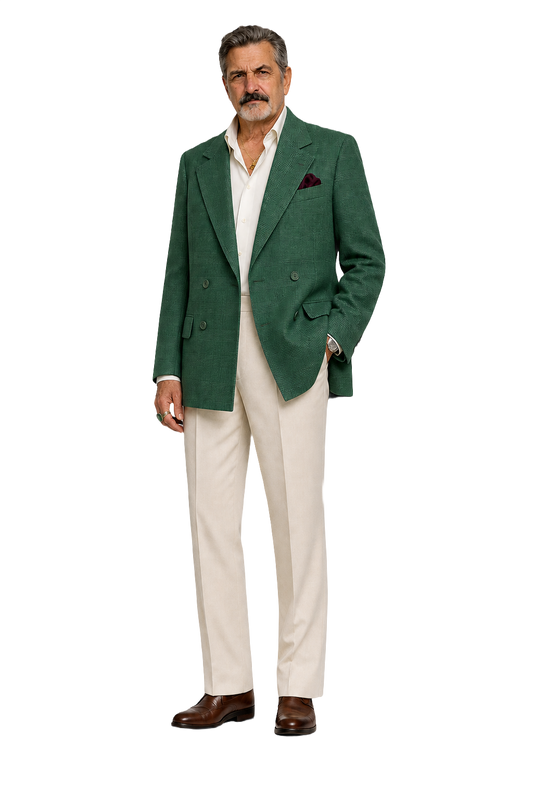 1970s Green Wool Blend Blazer - Model