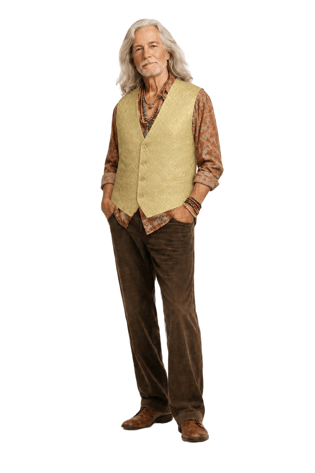 1970s Gold Satin Vest - Model