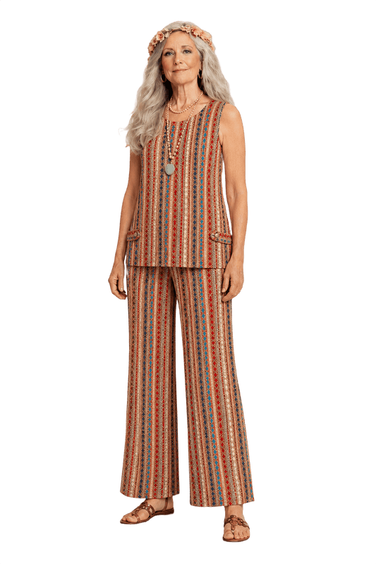 1970s Multicolored Cotton 2-Piece Set - Model