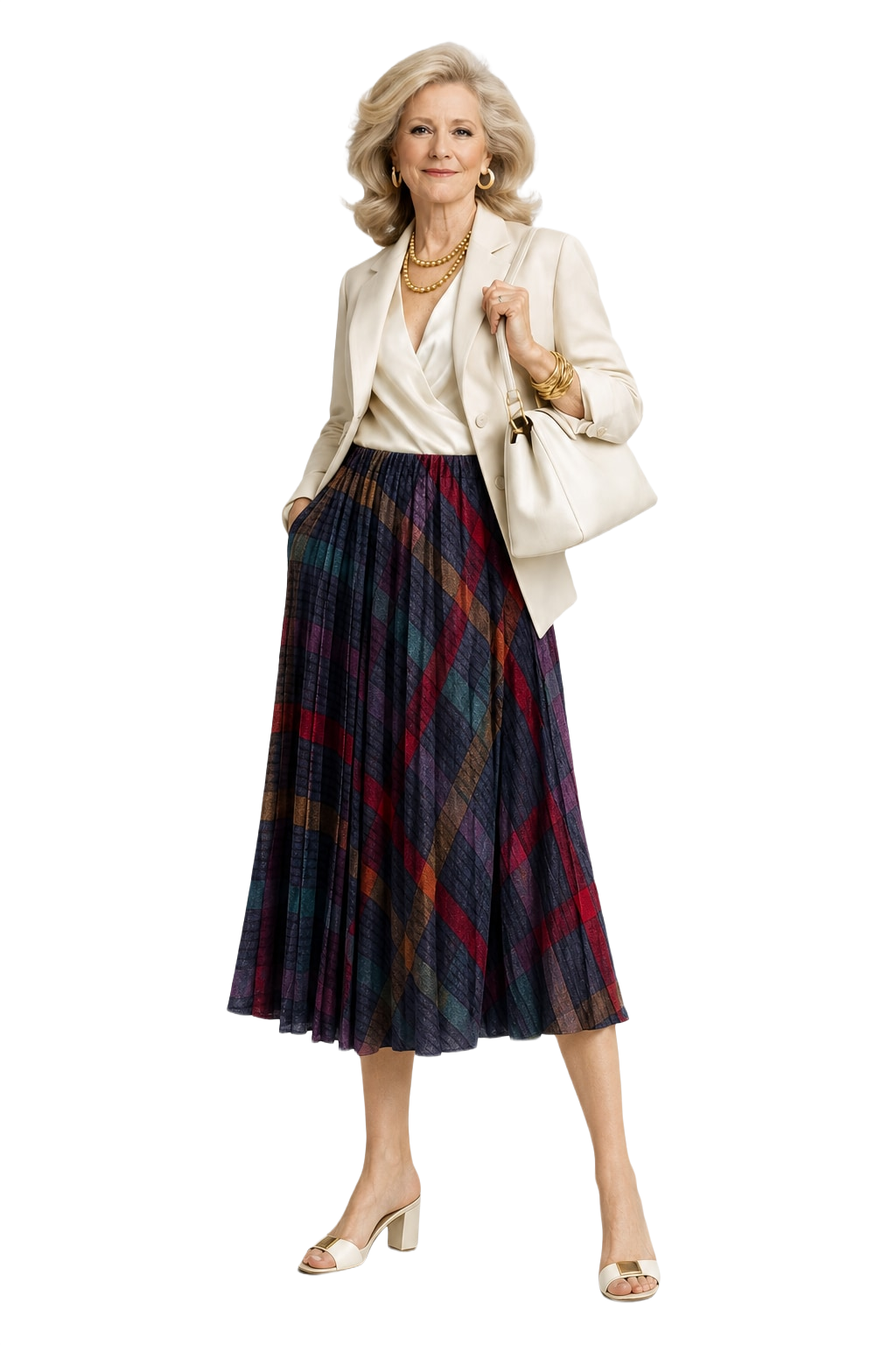 1970s Navy Blue Acrylic Blend Skirt - Model