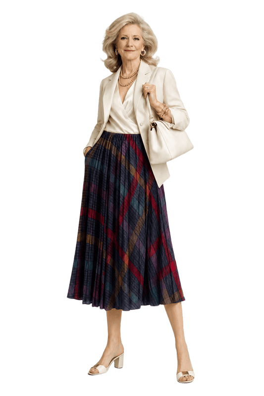 1970s Navy Blue Acrylic Blend Skirt - Model
