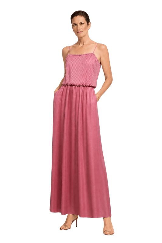 1990s Dusty Rose Satin Maxi Dress - Model