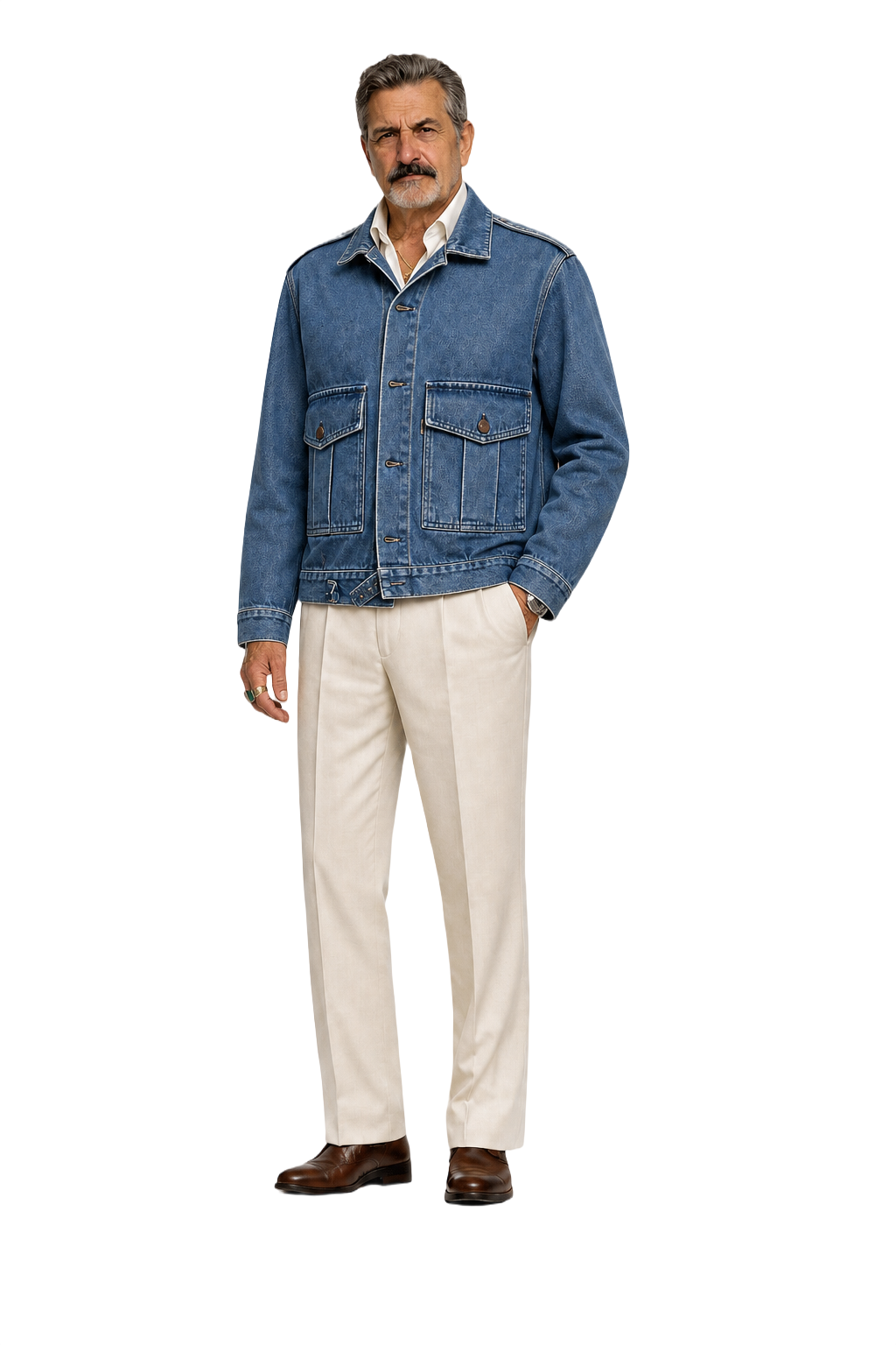 1980s Blue Cotton Jacket - Model