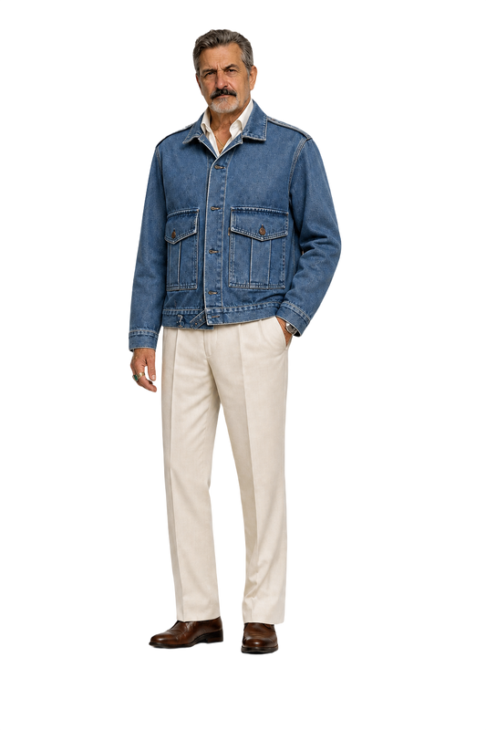 1980s Blue Cotton Jacket - Model