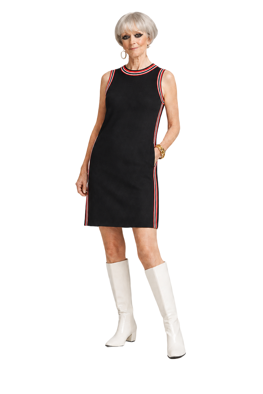 1960s Black Cotton Blend Dress - Model